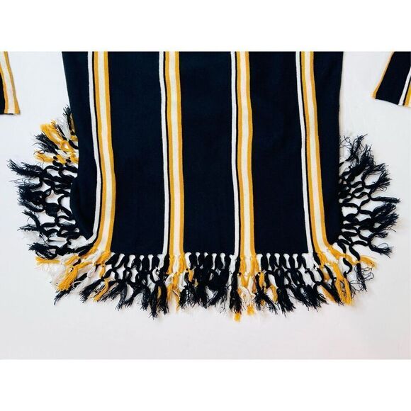 Cremieux Blue Striped Dolman Hand Tied Fringe Sweater sz Small Modern Boho - Picture 5 of 11